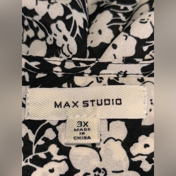 Max Studio Women 3X Chiffon Ethereal Floral Faux Wrap Blouse‎ Cottagecore - Picture 3 of 8